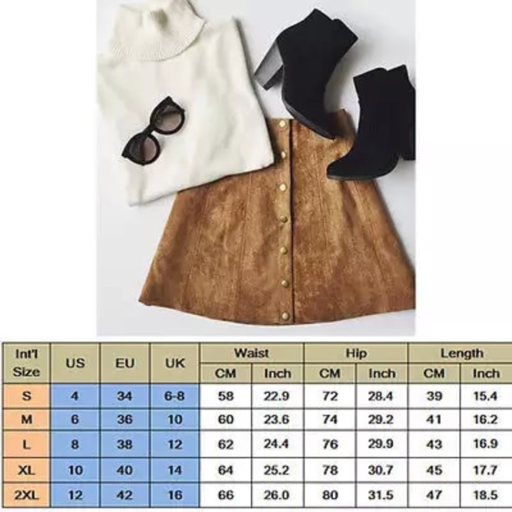 High waisted vintage style faux suede mini skirt - Picture 3 of 5